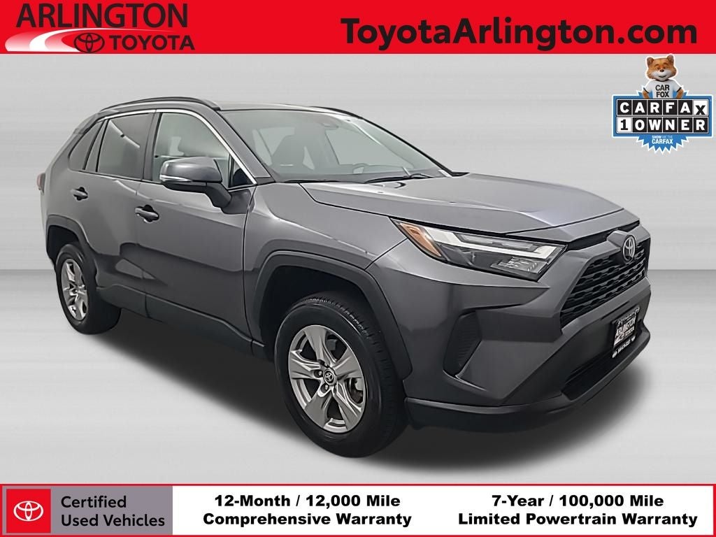 2025 Toyota RAV4 XLE in Magnetic Gray Met. — front three-quarter view