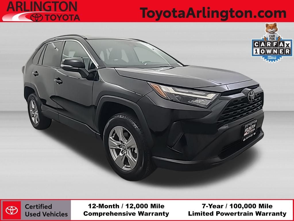 2025 Toyota RAV4 XLE in Attitude Black Mc. — front three-quarter view