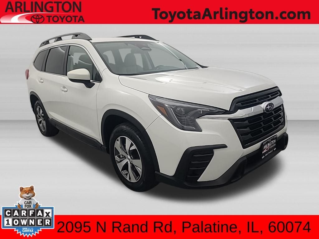 2025 Subaru Ascent Premium in Crystal White Pearl — front three-quarter view