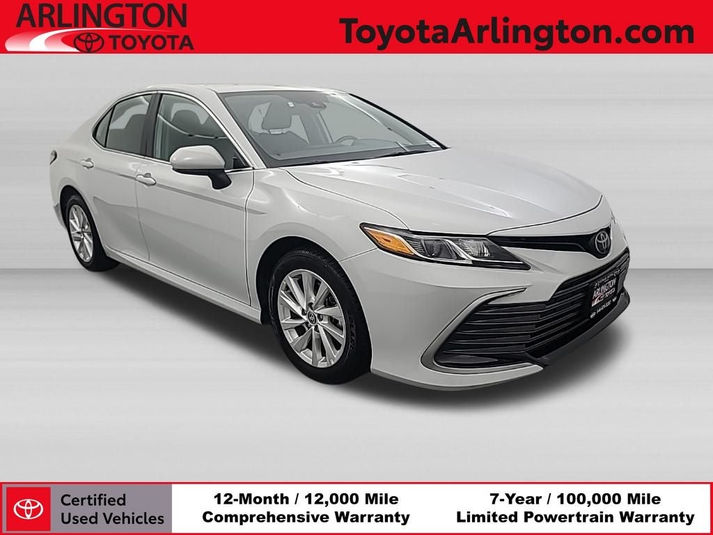 2024 Toyota Camry LE in Ice Edge — front three-quarter view