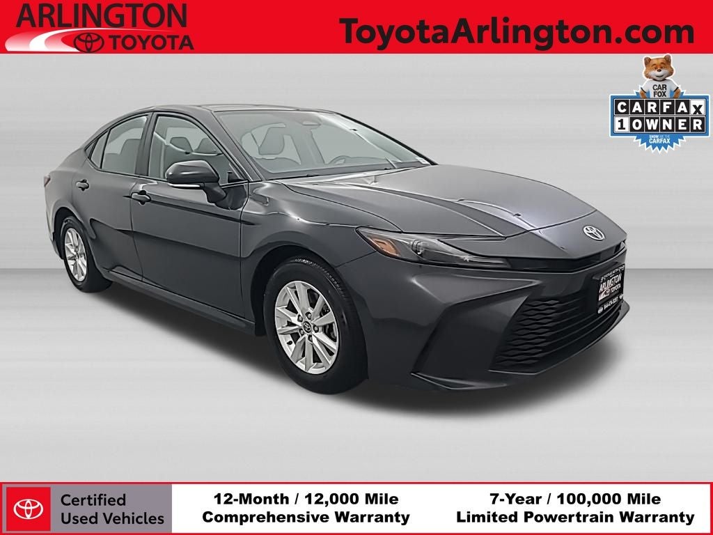 2025 Toyota Camry LE in Underground — front three-quarter view