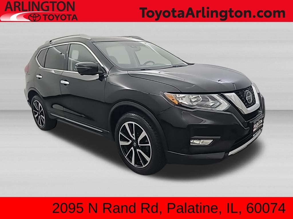 2019 Nissan Rogue SL in Magnetic Black Pearl — front three-quarter view