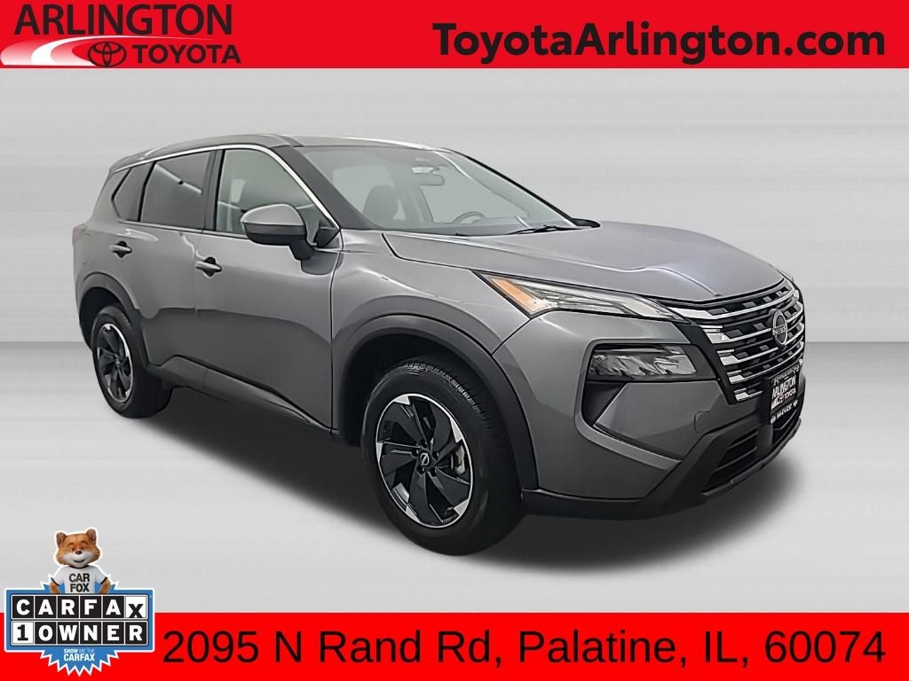 2025 Nissan Rogue SV in Gun Metallic — front three-quarter view