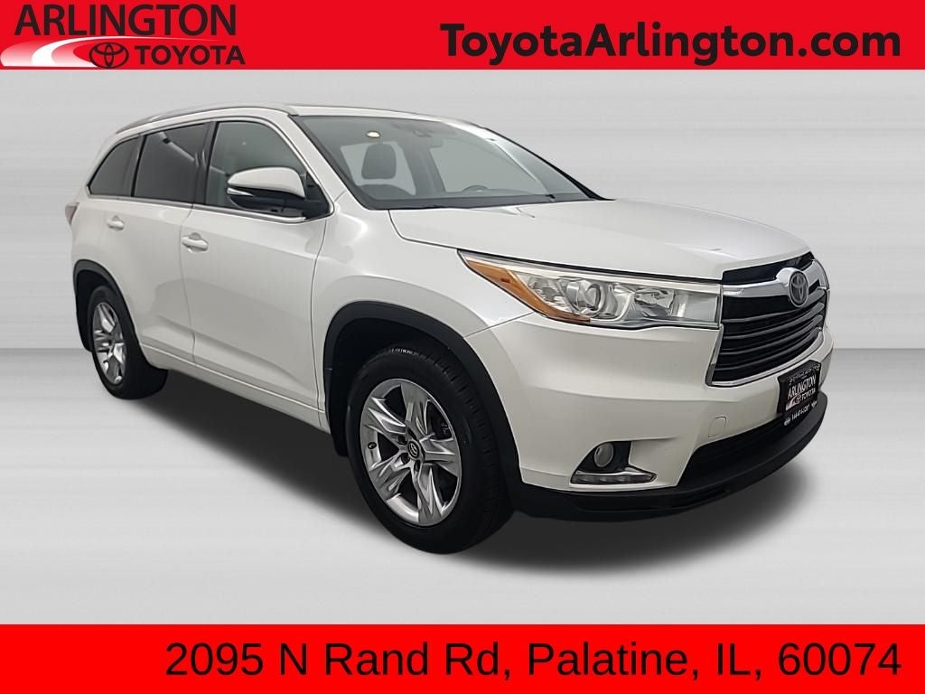 2016 Toyota Highlander Limited Platinum V6 in Blizzard Pearl — front three-quarter view