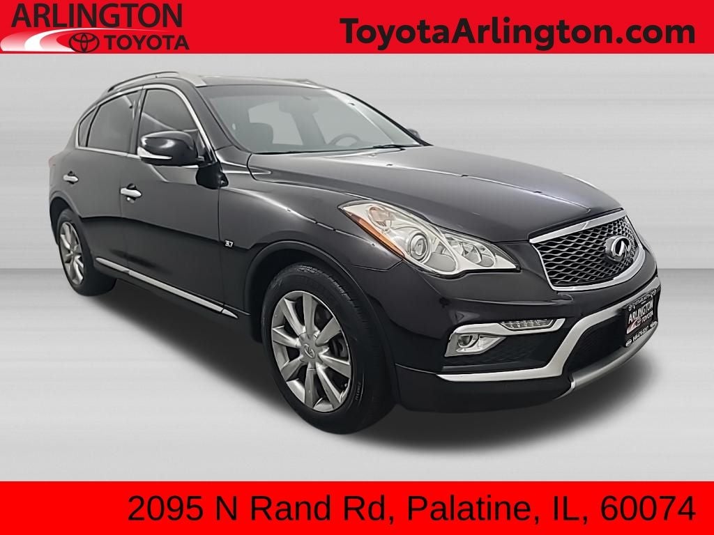 2016 INFINITI QX50 Premium Plus in Malbec Black — front three-quarter view
