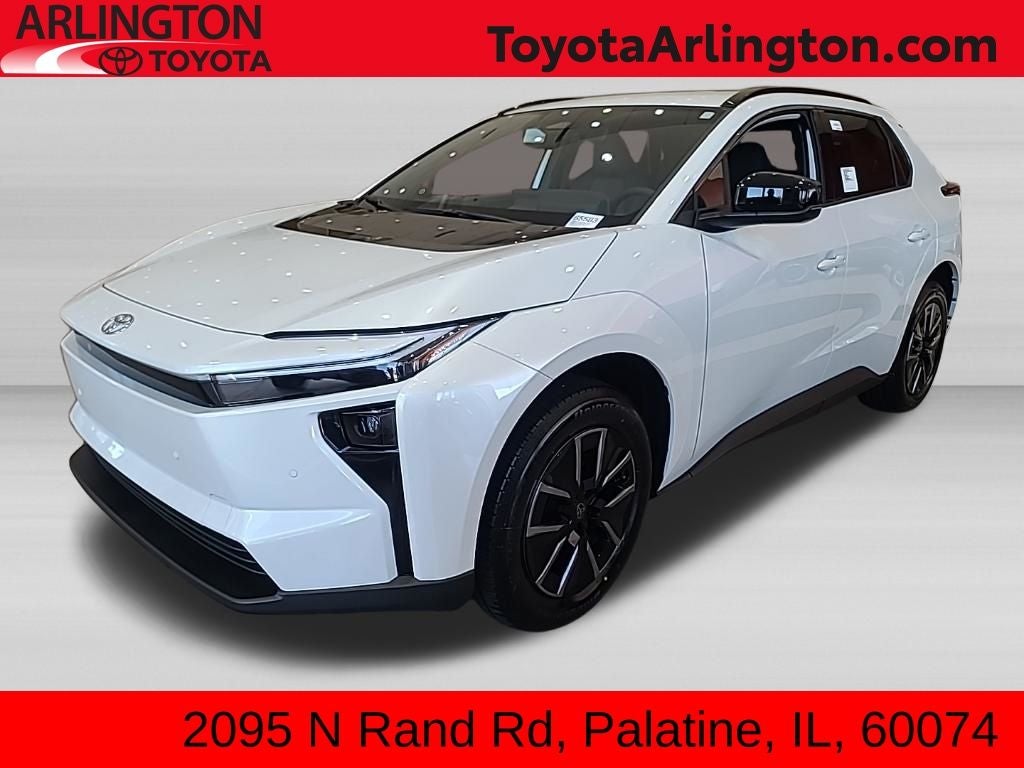 2026 Toyota bZ XLE in Wind Chill Pearl — front three-quarter view