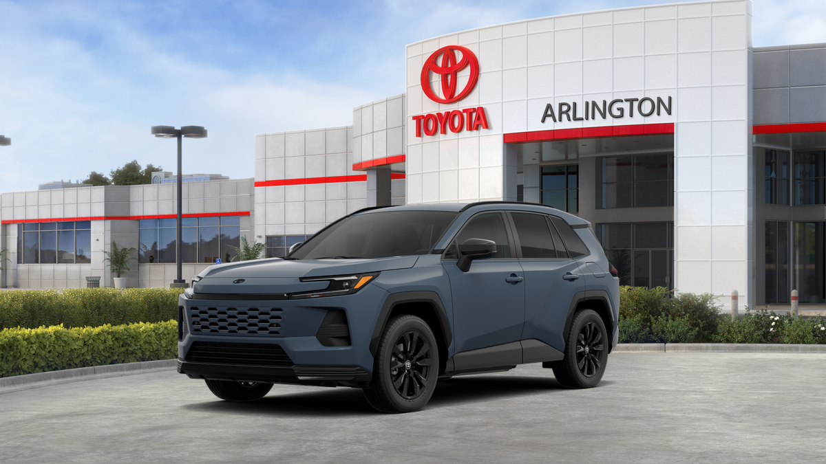 2026 Toyota RAV4 SE in Storm Cloud — front three-quarter view